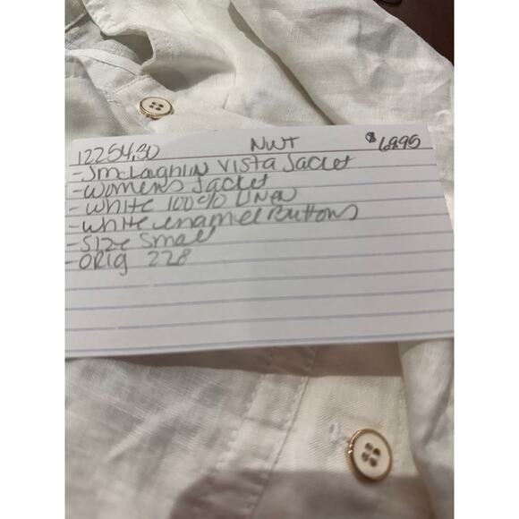 J.Mclaughlin NWT 100% Linen Vista Jacket S Womens White Enamel‎ ButtonPockets - Picture 9 of 10